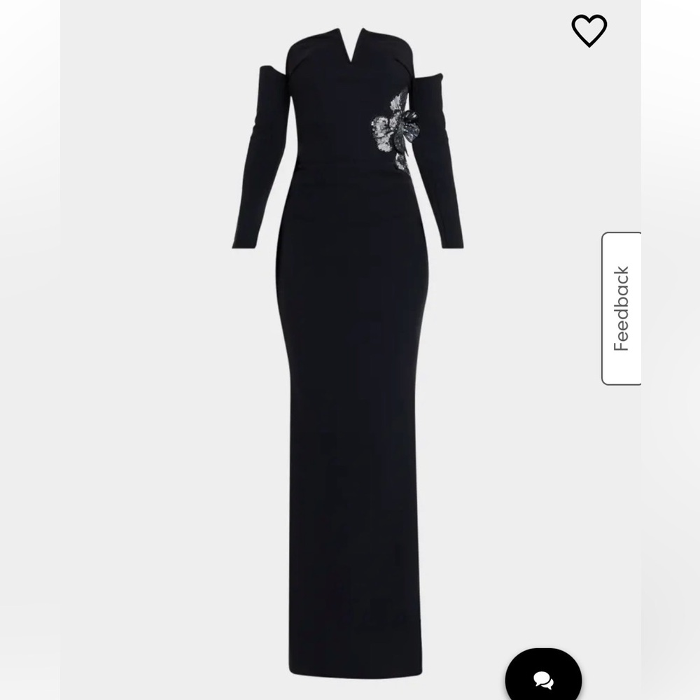 Black Sequin Flower Long Gown